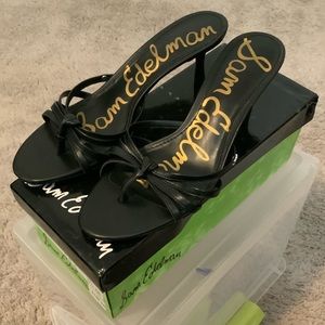 Sam Edelman Jedda Black Leather Open Toe Heeled Sandals Women’s Sz 6.5